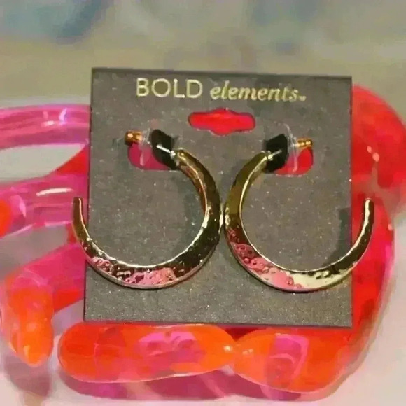 COPY - New With Tags Bold Elements Gold Tone 1.5" Hoop Earrings - Picture 1 of 3